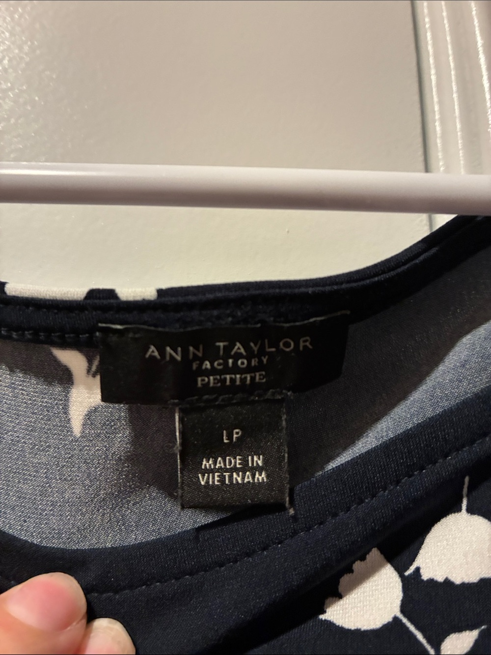 Ann Taylor Navy Blue Midi Dress with White Floral Accents - Picture 2 of 4
